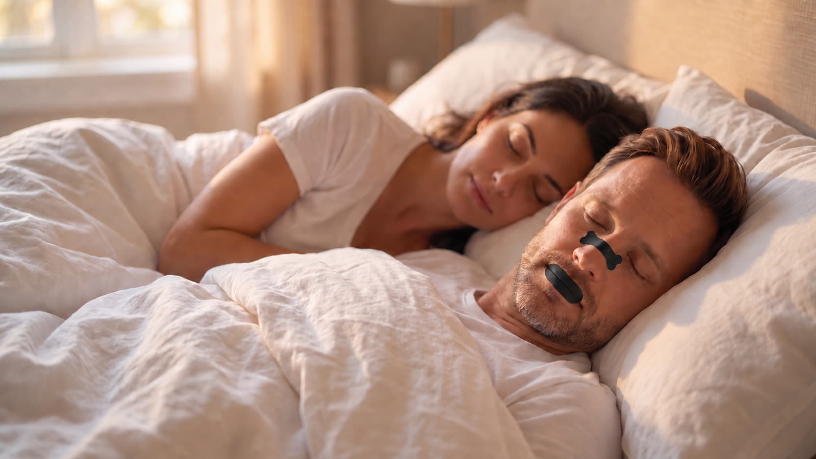 Par sover fridfullt ihop, varmt morgonljus