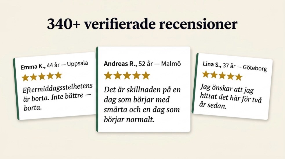 340+ verifierade recensioner med omdömen från Emma K., Andreas R. och Lina S.